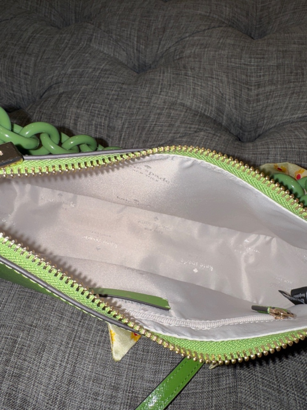 kate spade Madison Convertible Crossbody Green Leather Resin Chain Shoulder Bag - Picture 12 of 17